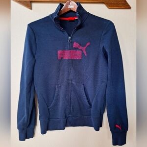Puma Womens Zip Up Sweatshirt/Jacket Navy Pink Size M